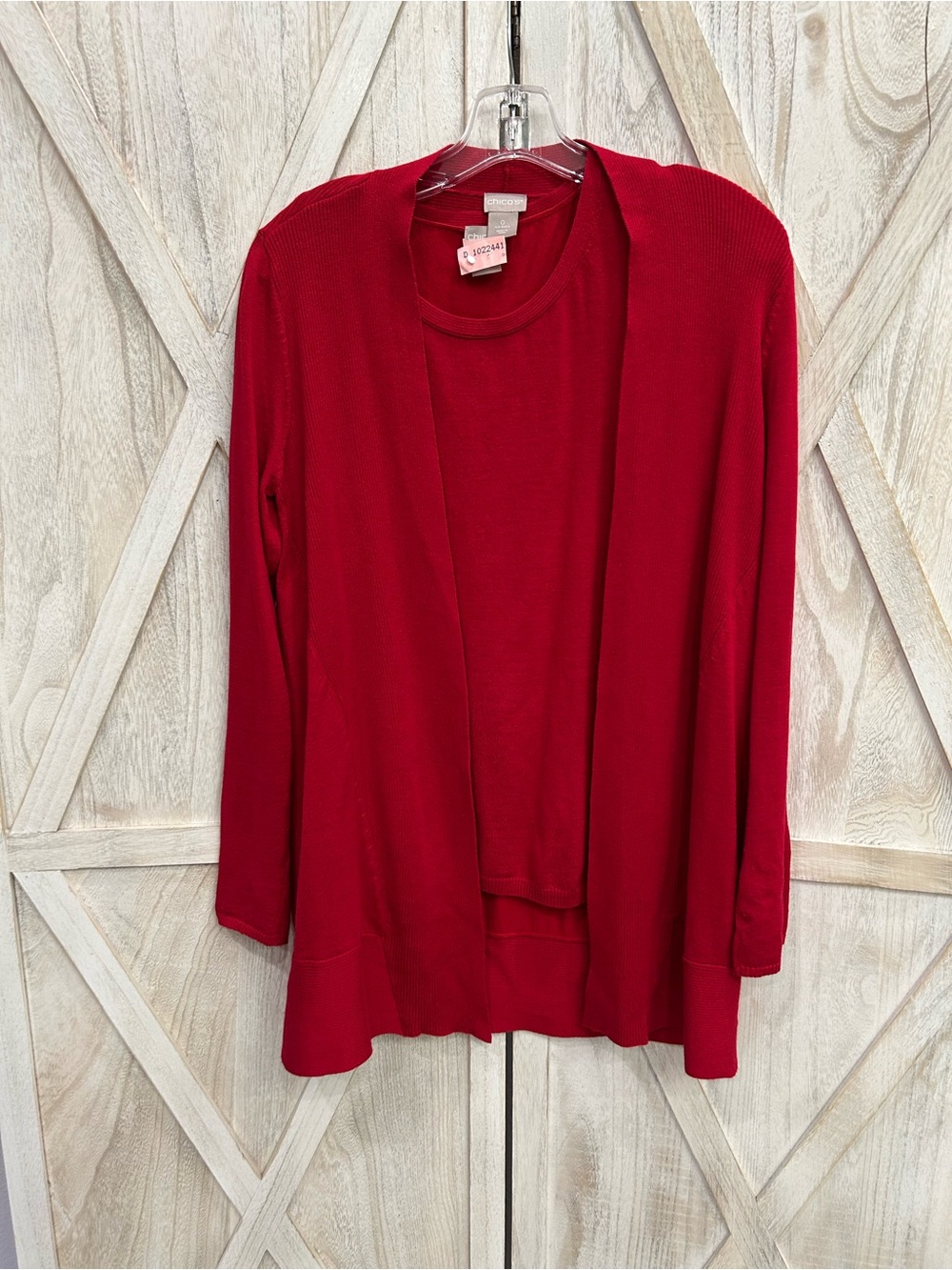 Chico's Bright Red Knit Cardigan and Tank Set